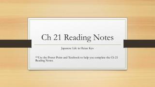 Ch 21 Reading Notes