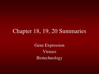 Chapter 18, 19, 20 Summaries