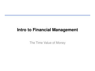 Intro to Financial Management