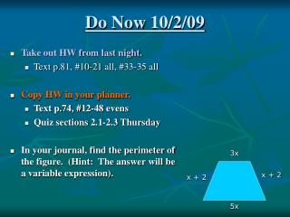 Do Now 10/2/09