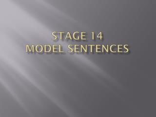 Stage 14 Model Sentences