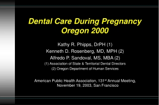 Dental Care During Pregnancy Oregon 2000