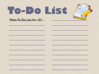 Make To-Do List for 101