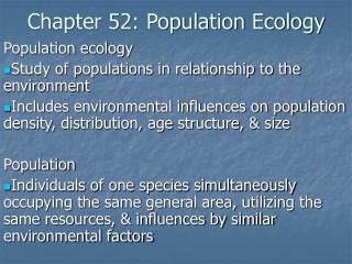 Chapter 52: Population Ecology