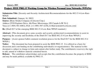 Project: IEEE P802.15 Working Group for Wireless Personal Area Networks (WPANs)