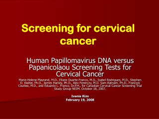 Screening for cervical cancer