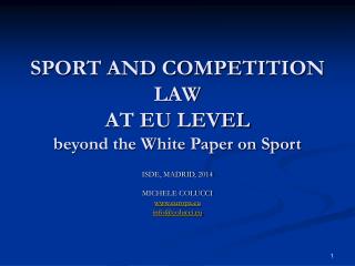 SPORT AND COMPETITION LAW AT EU LEVEL beyond the White Paper on Sport