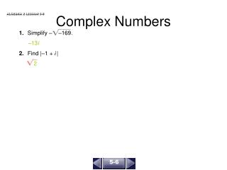 Complex Numbers