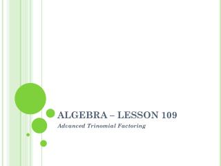 ALGEBRA – LESSON 109