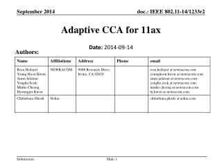 Adaptive CCA for 11ax