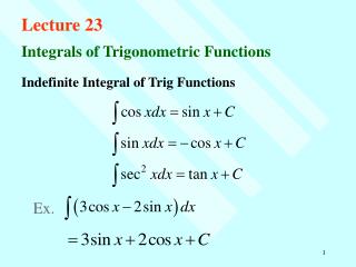 Indefinite Integral of Trig Functions