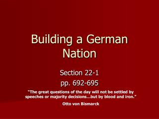 Building a German Nation