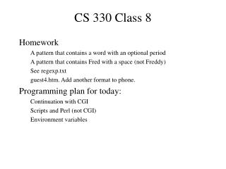 CS 330 Class 8