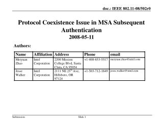 Protocol Coexistence Issue in MSA Subsequent Authentication 2008-05-11