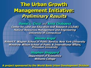 The Urban Growth Management Initiative: Preliminary Results