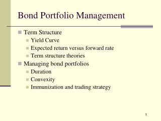 Bond Portfolio Management