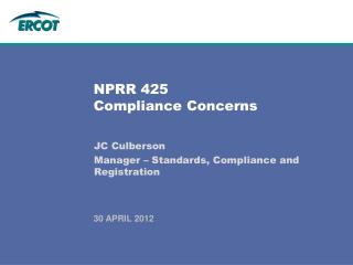 NPRR 425 Compliance Concerns
