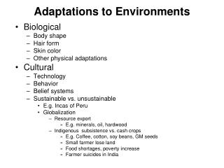 Adaptations to Environments