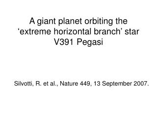 A giant planet orbiting the ‘extreme horizontal branch’ star V391 Pegasi