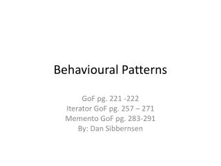 Behavioural Patterns