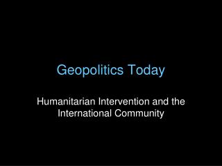 Geopolitics Today