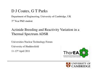 D J Coates, G T Parks Department of Engineering, University of Cambridge, UK