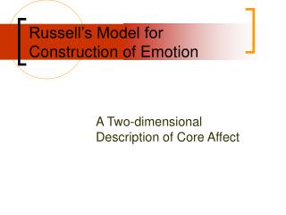 Russell’s Model for Construction of Emotion