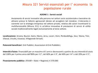 Misura 321 Servizi essenziali per l’ economia la popolazione rurale