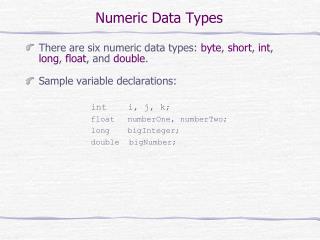 Numeric Data Types