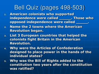 Bell Quiz (pages 498-503)