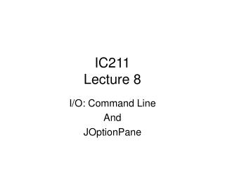 IC211 Lecture 8