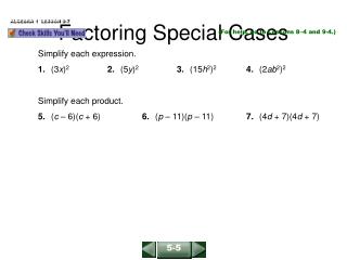 Factoring Special Cases