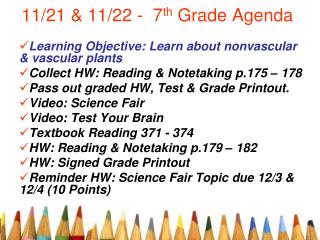 11/21 &amp; 11/22 - 7 th Grade Agenda