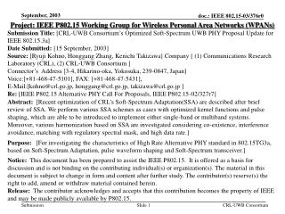 Project: IEEE P802.15 Working Group for Wireless Personal Area Networks (WPANs)