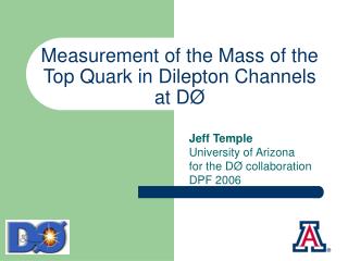 Measurement of the Mass of the Top Quark in Dilepton Channels at DØ