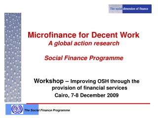 Microfinance for Decent Work A global action research Social Finance Programme