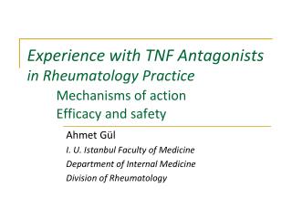 Ahmet Gül I. U. Istanbul Faculty of Medicine Department of Internal Medicine
