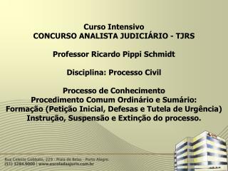 Curso Intensivo CONCURSO ANALISTA JUDICIÁRIO - TJRS Professor Ricardo Pippi Schmidt