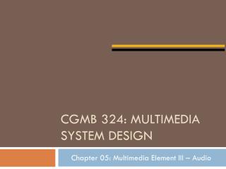 CGMB 324: Multimedia System design