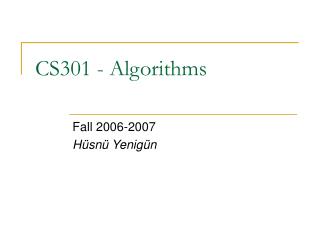 CS301 - Algorithms