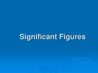 Significant Figures