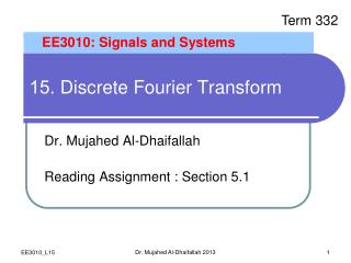 15 . Discrete Fourier Transform