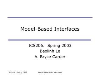 Model-Based Interfaces