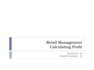 Retail Management Calculating Profit