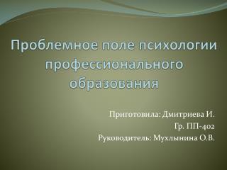 Проблемное поле психологии профессионального образования