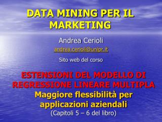 DATA MINING PER IL MARKETING