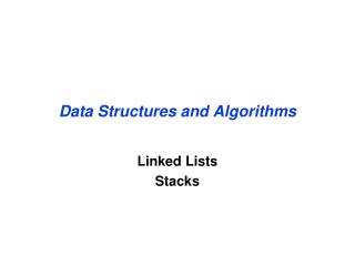 Data Structures and Algorithms