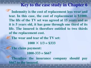 Key to the case study in Chapter 6