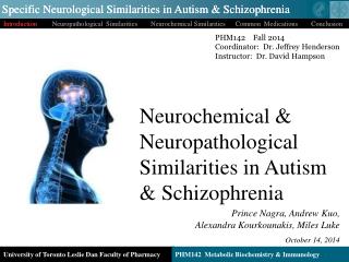 Neurochemical &amp; Neuropathological Similarities in Autism &amp; Schizophrenia
