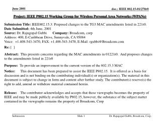 Project: IEEE P802.15 Working Group for Wireless Personal Area Networks (WPANs)